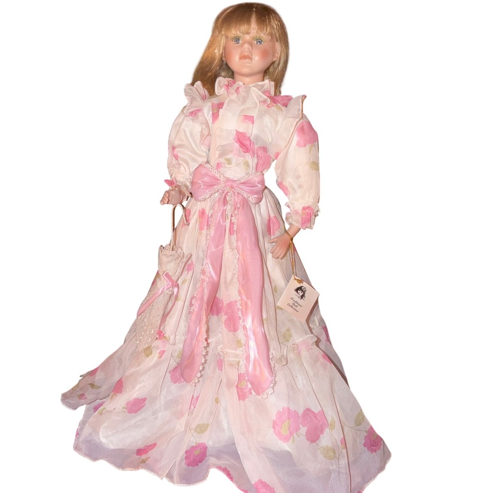 Traditions Doll Collection 26" Floral Gown Victorian Porcelain VTG w/tag No box
